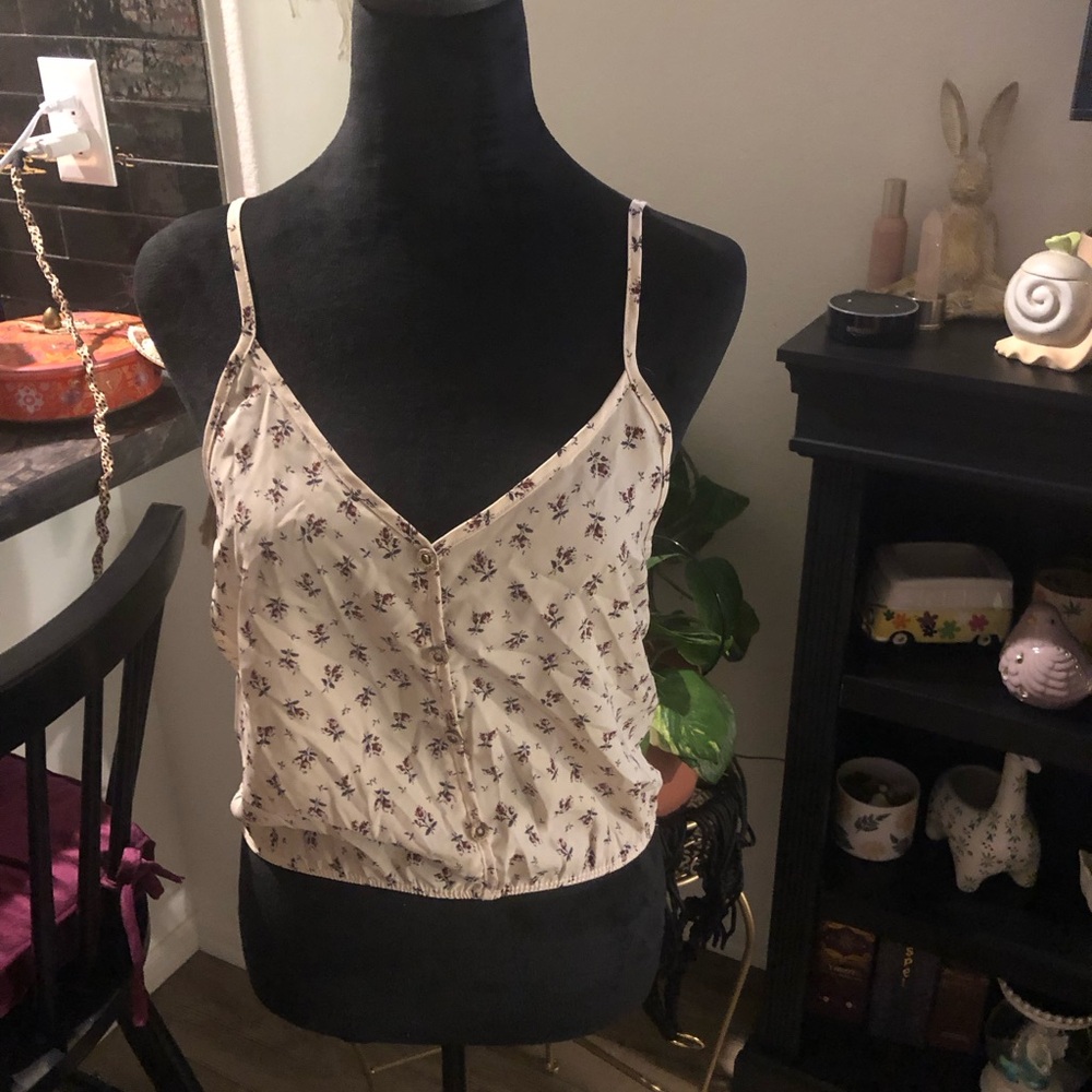 7daywknd cream floral tank